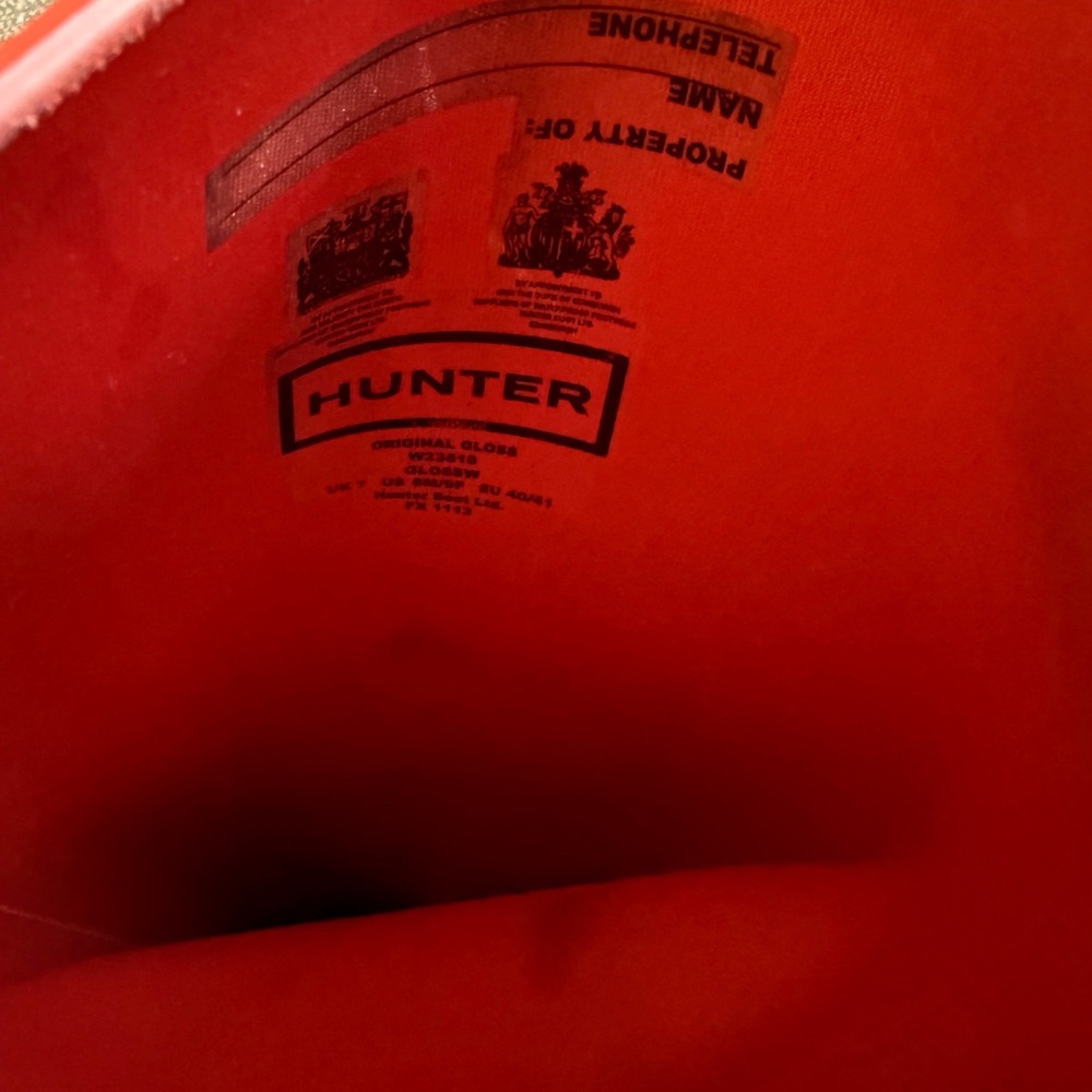 Hunter Rain Boots Women Size 9 Orange Original Tall Gloss Waterproof Clemson - Picture 5 of 9